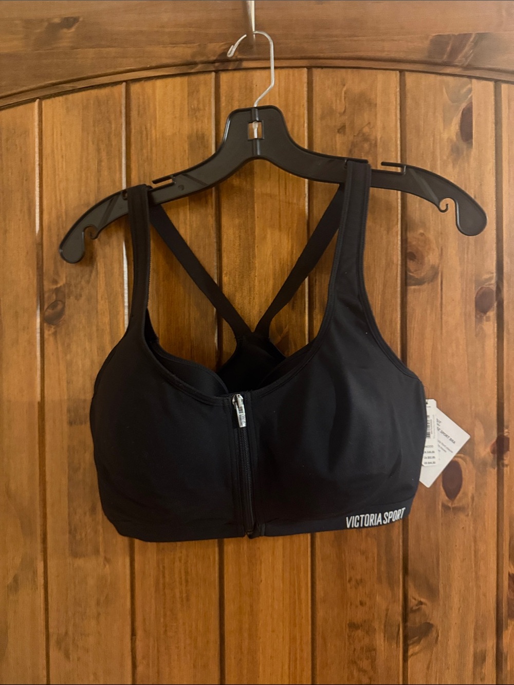 Victoria's Secret Black Front-Zip Crisscross Sports Bra